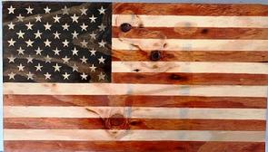 handcrafted Wood American Flags